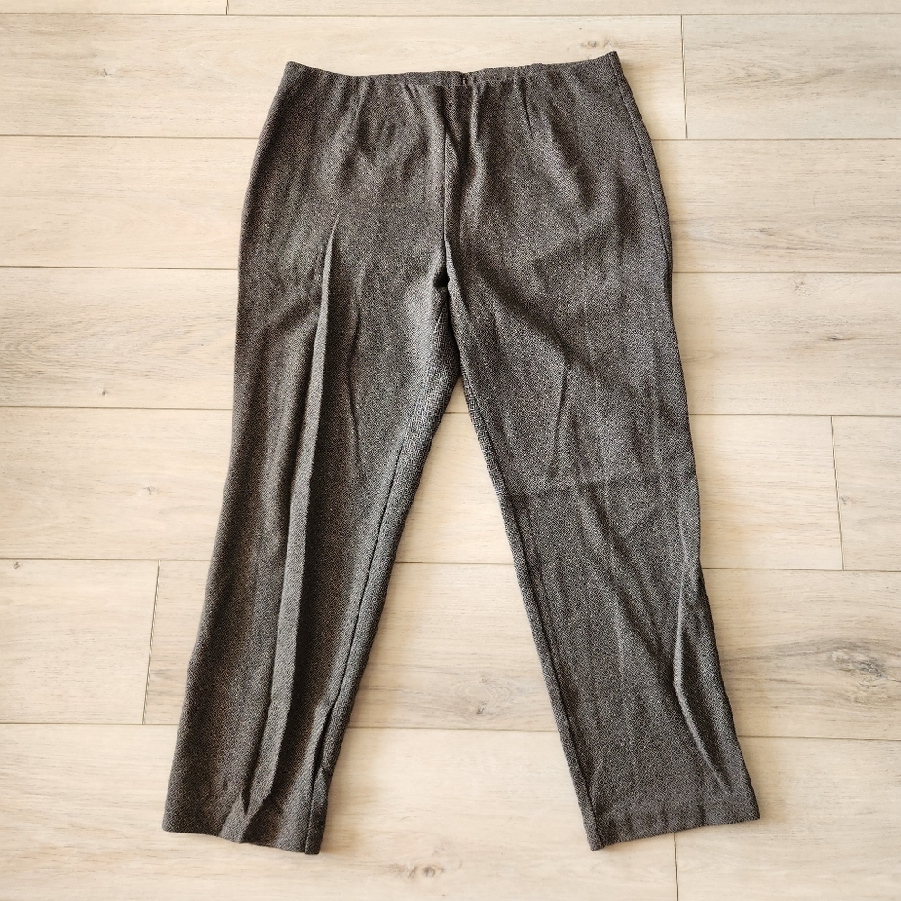 J. Jill Ponte Slim Leg Pull On Pants Womens Size Large Ankle Brown Geometric